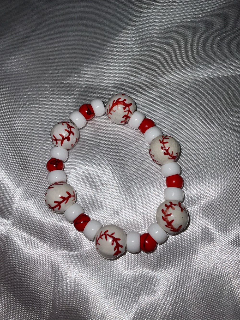Handmade Pink & Blue Beaded Stretch Bracelet Set football baseball pick 2 - Picture 11 of 13